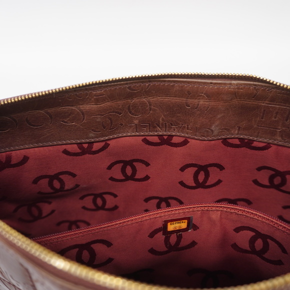 Auth Chanel shoulder bag chocolate bar chain shoulder leather brown gold metal - Picture 9 of 10